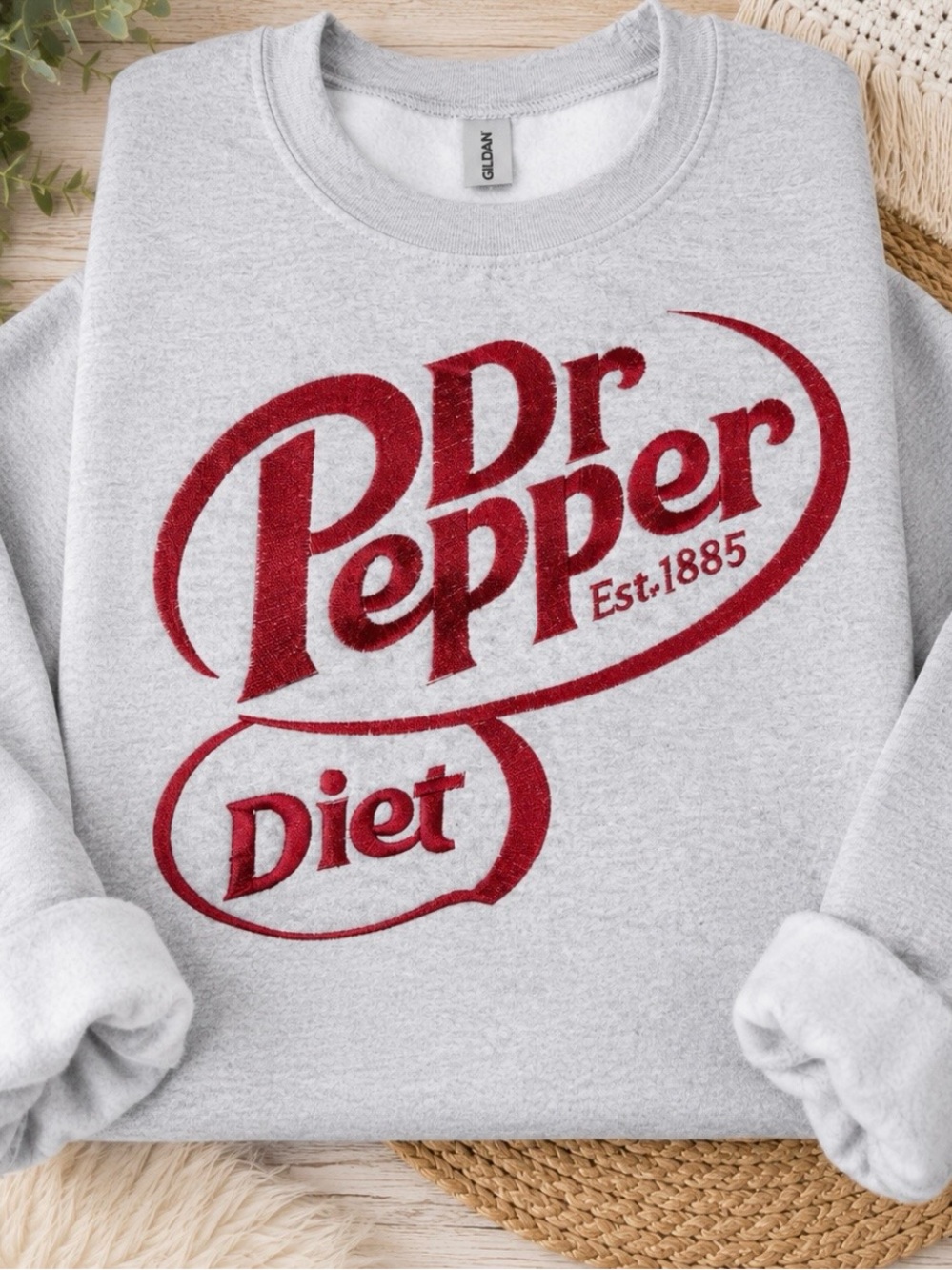 Dr Pepper Diet Logo Sweatshirt - Light Gray with Red Print